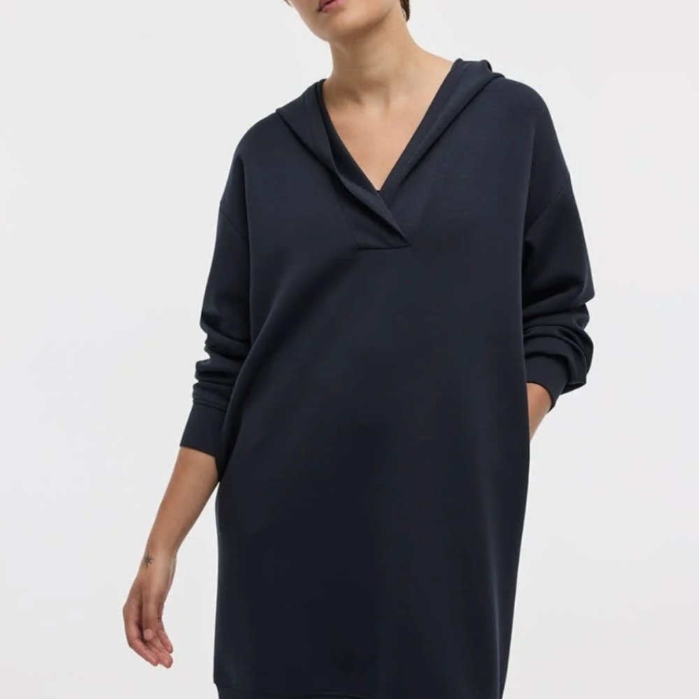 Navy Blue Hooded Dress